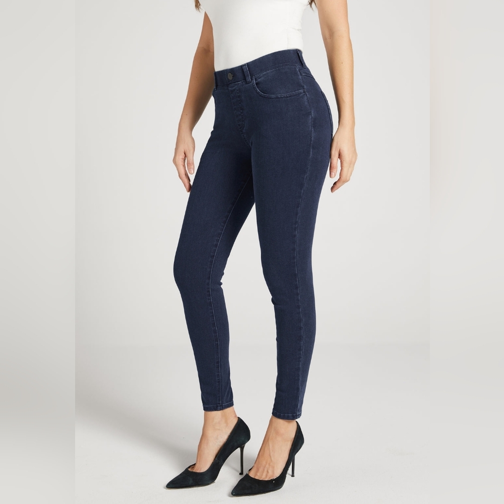 Betabrand Skinny-Leg | 4-Pocket Yoga Denim (Dark Indigo) Size M Petite